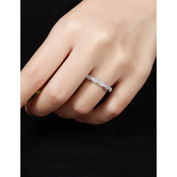 Women's E-0.3Carat-Twisted Eternity Ring Sterling Silver 18K White Gold Plated - Picture 5 of 7